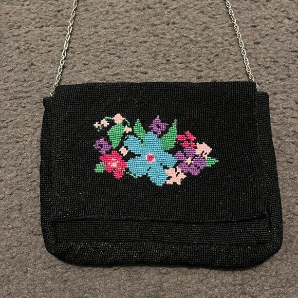 Vintage floral needlepoint bag - Picture 3 of 6